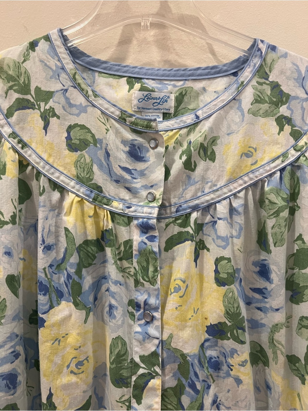 Vermont Country Store Nightgown House Dress Large Floral Ruffle Snap Button Up - Picture 3 of 10